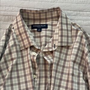 Mizzen+Main Men's Casual Plaid Shirt - Cream and Brown